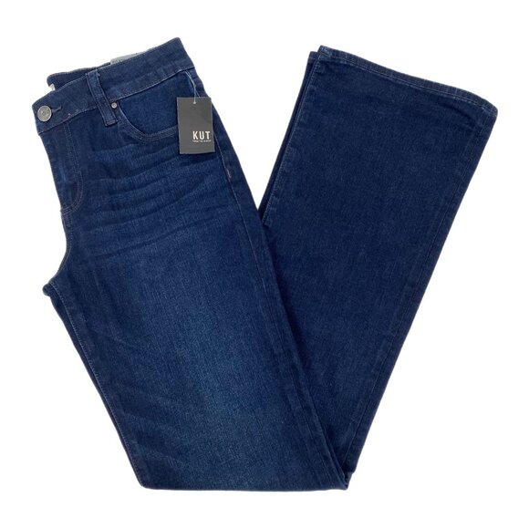 Kut from the Kloth Blue Dark Wash Natalie Mid-Rise Flare Jeans | Size 6 - Picture 1 of 8